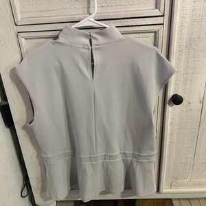 Ann Taylor Gray Cap Sleeve Peplum Blouse